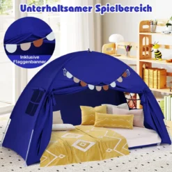 Zwillingsbett-Zelt für Kinder faltbares & tragbares Baldachinzelt für Etagenbett mit 2 Fenstern Navy